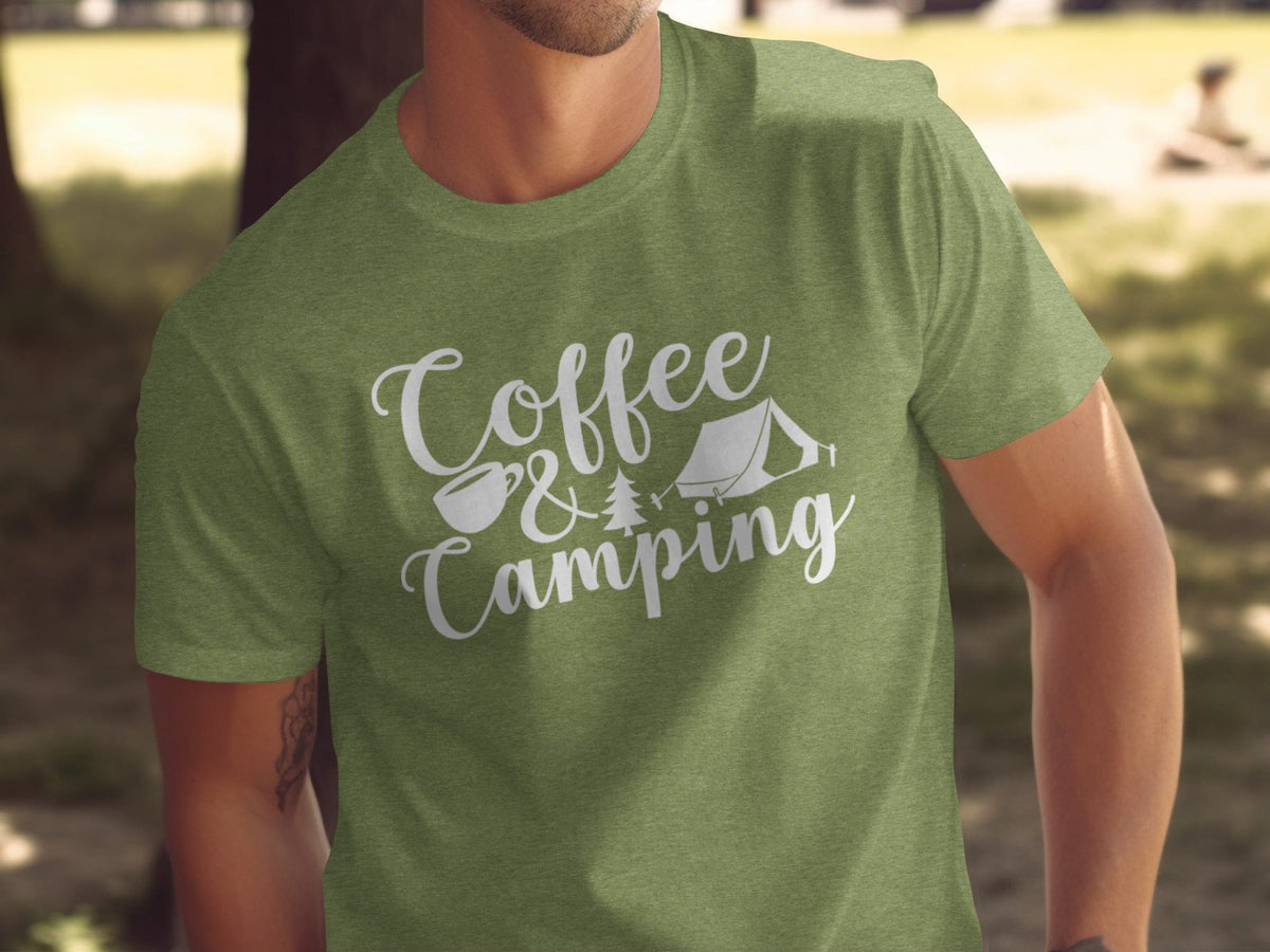 Coffee and Camping Graphic Design Great Outdoors T-Shirt