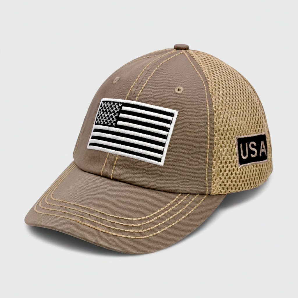 USA Tactical Trucker Cap – Double Mesh Back American Flag Hat