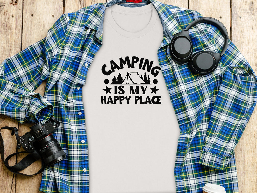 Camping Is My Happy Place Graphic Print Outdoor T-Shirt