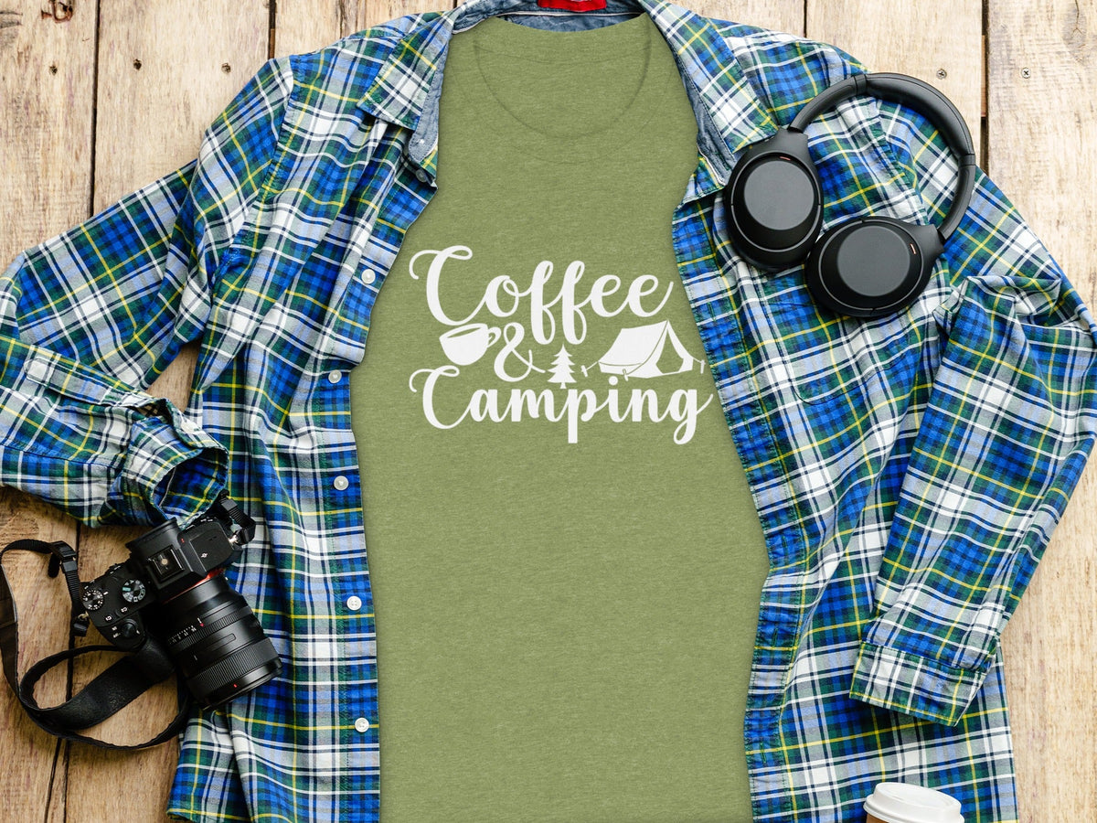 Coffee and Camping Graphic Design Great Outdoors T-Shirt
