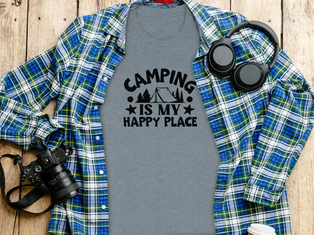 Camping Is My Happy Place Graphic Print Outdoor T-Shirt