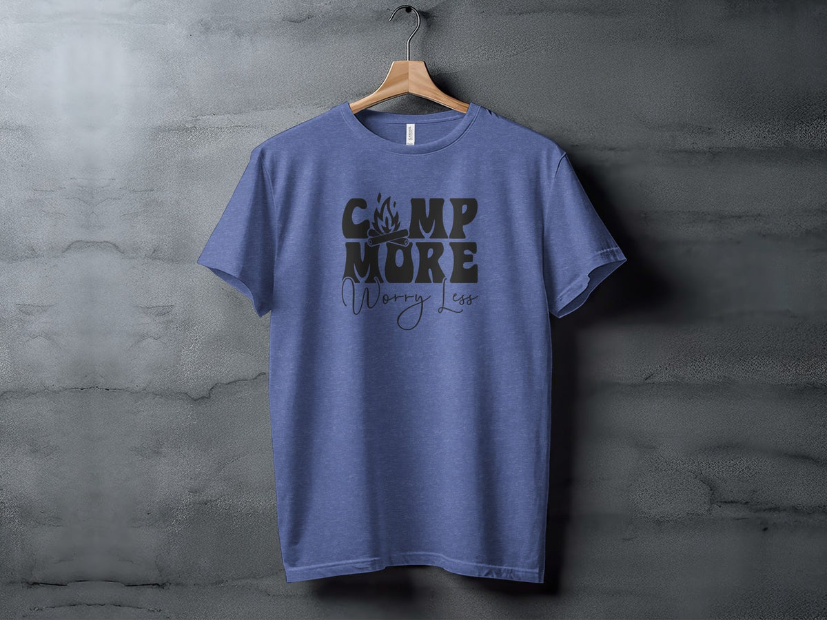 Camp More Worry Less Graphic Camping Adventure T-Shirt