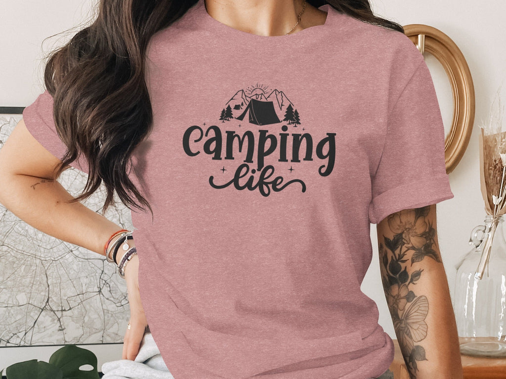 Camping Life Camping Tent Mountain Camping Outdoors T-Shirt