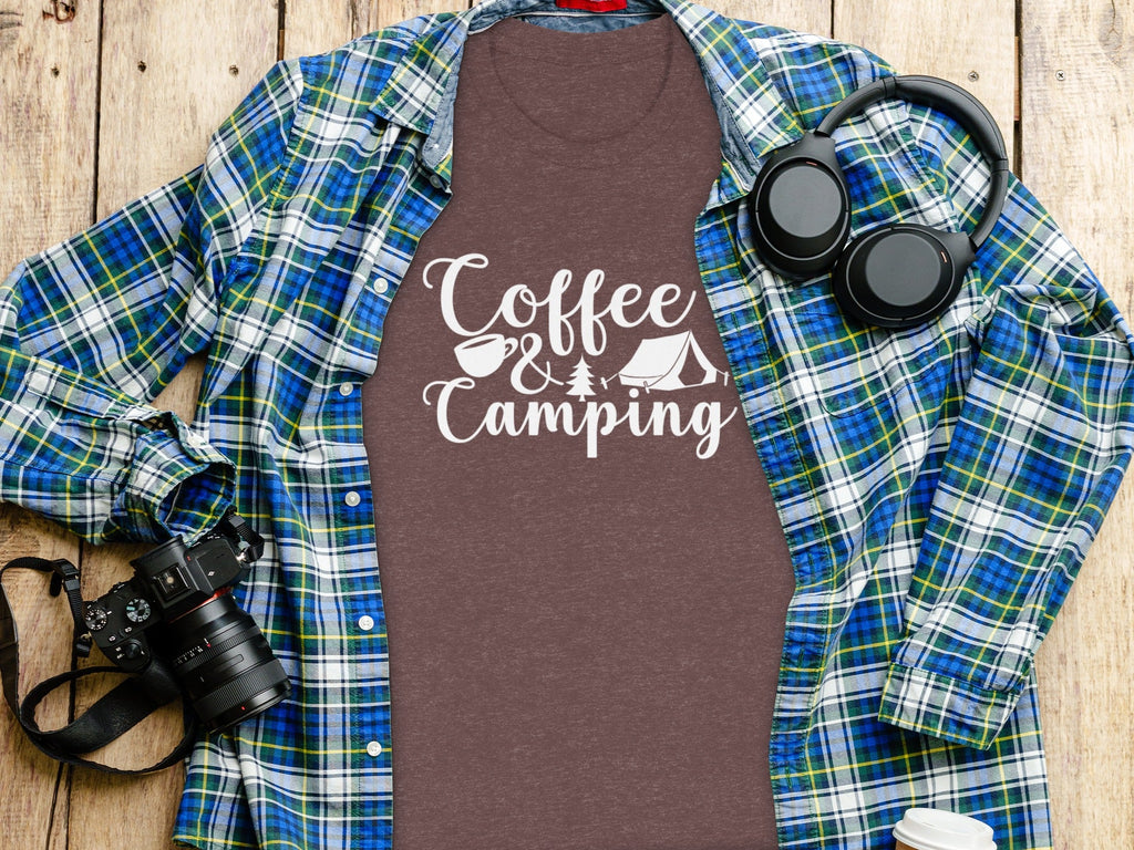 Coffee and Camping Graphic Design Great Outdoors T-Shirt