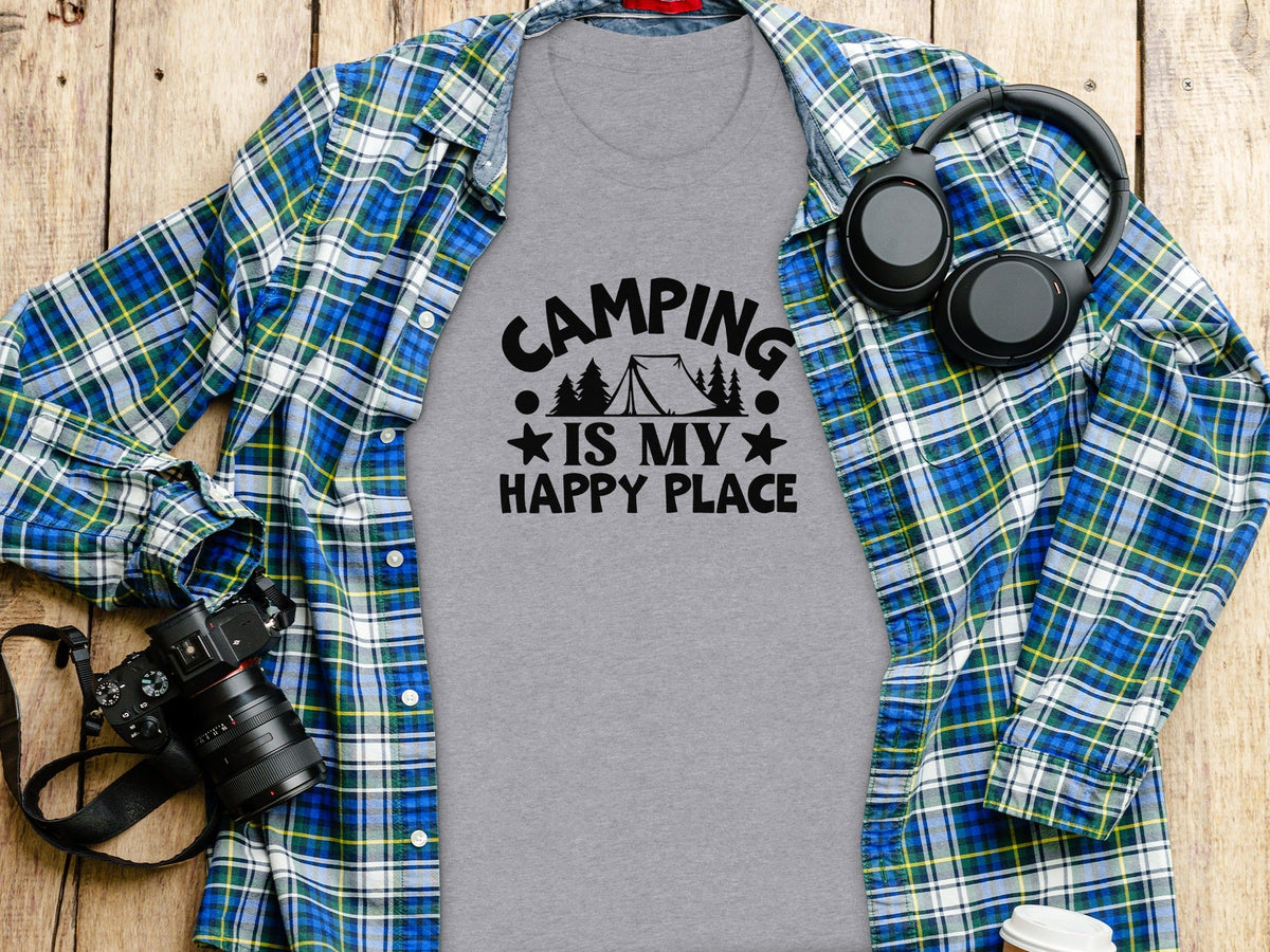 Camping Is My Happy Place Graphic Print Outdoor T-Shirt