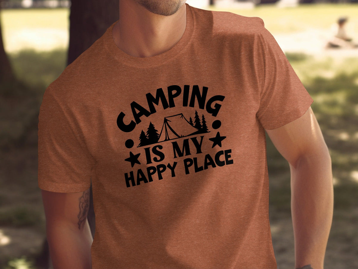 Camping Is My Happy Place Graphic Print Outdoor T-Shirt