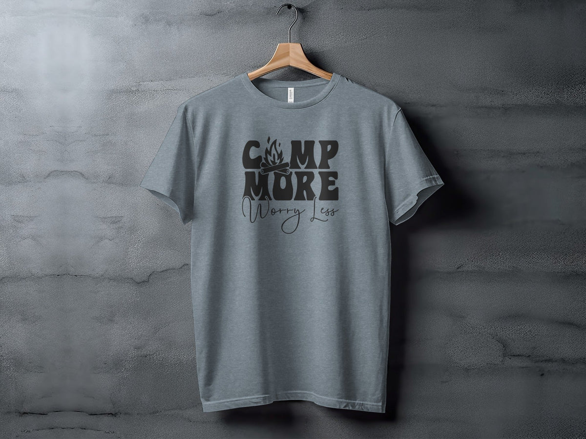 Camp More Worry Less Graphic Camping Adventure T-Shirt