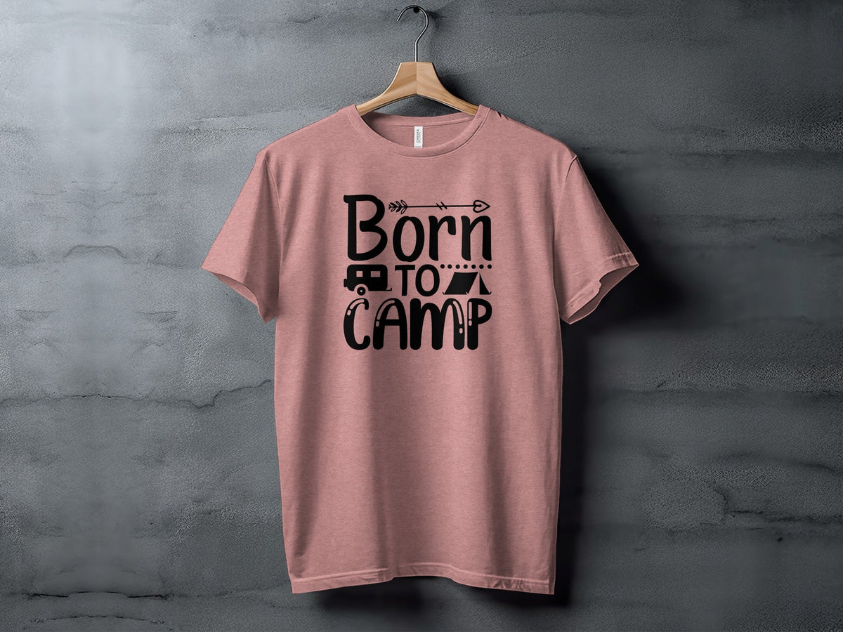 Born To Camp With Tent And Camper Fun Outdoors T-Shirt