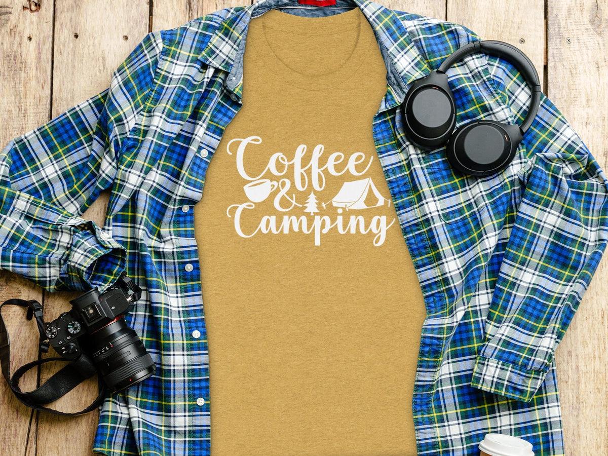 Coffee and Camping Graphic Design Great Outdoors T-Shirt