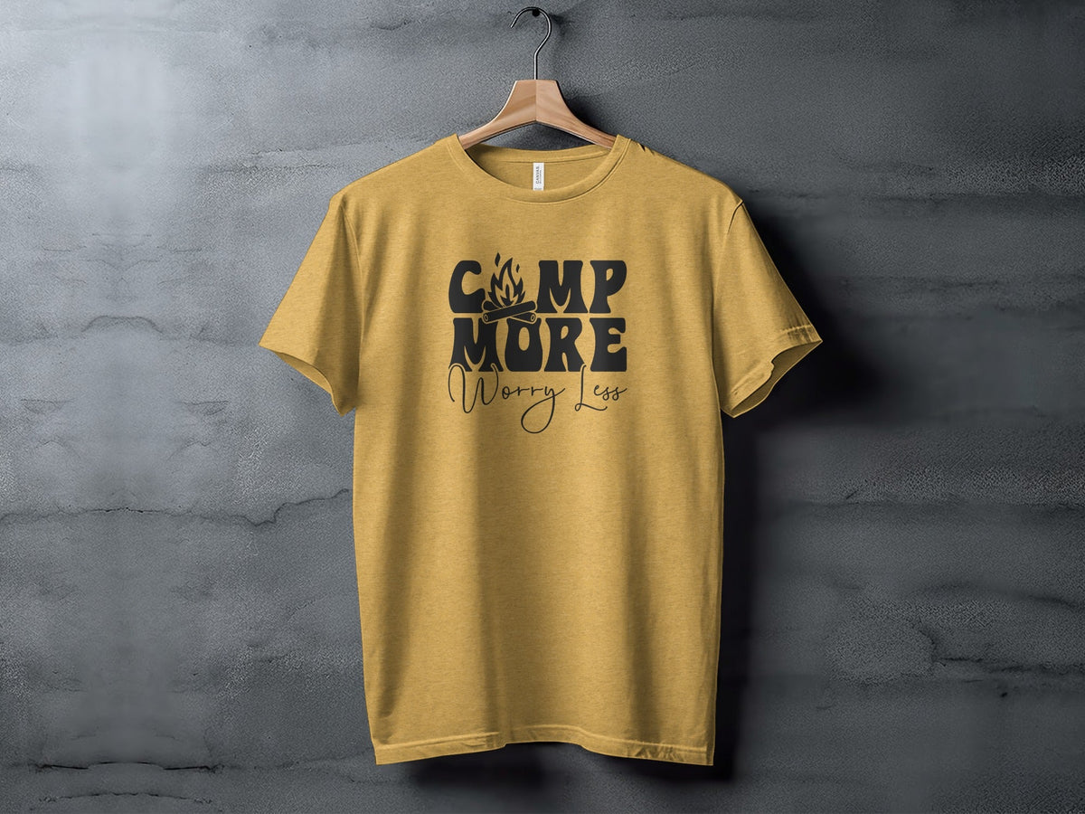Camp More Worry Less Graphic Camping Adventure T-Shirt