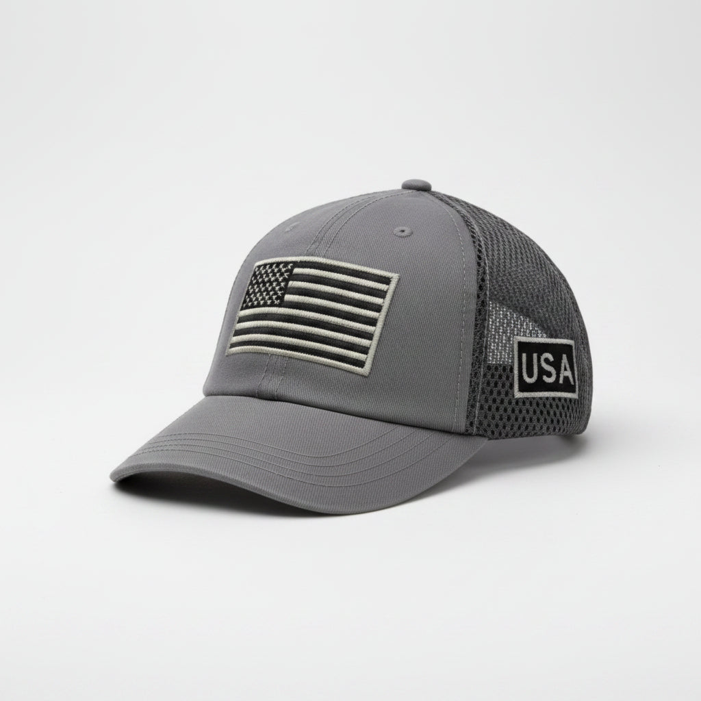 USA Tactical Trucker Cap – Double Mesh Back American Flag Hat