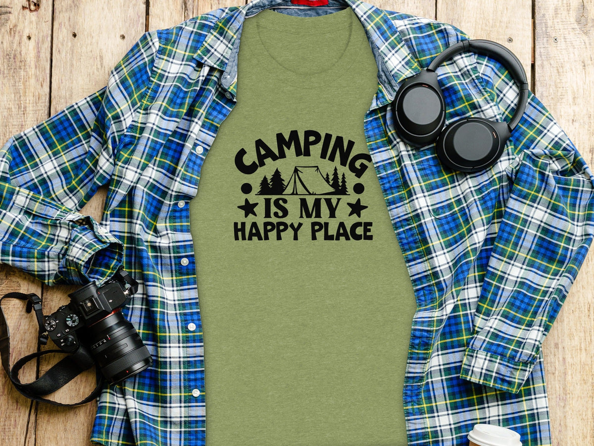 Camping Is My Happy Place Graphic Print Outdoor T-Shirt