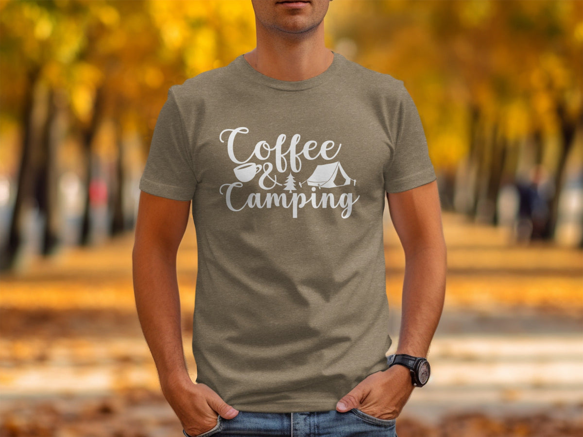 Coffee and Camping Graphic Design Great Outdoors T-Shirt