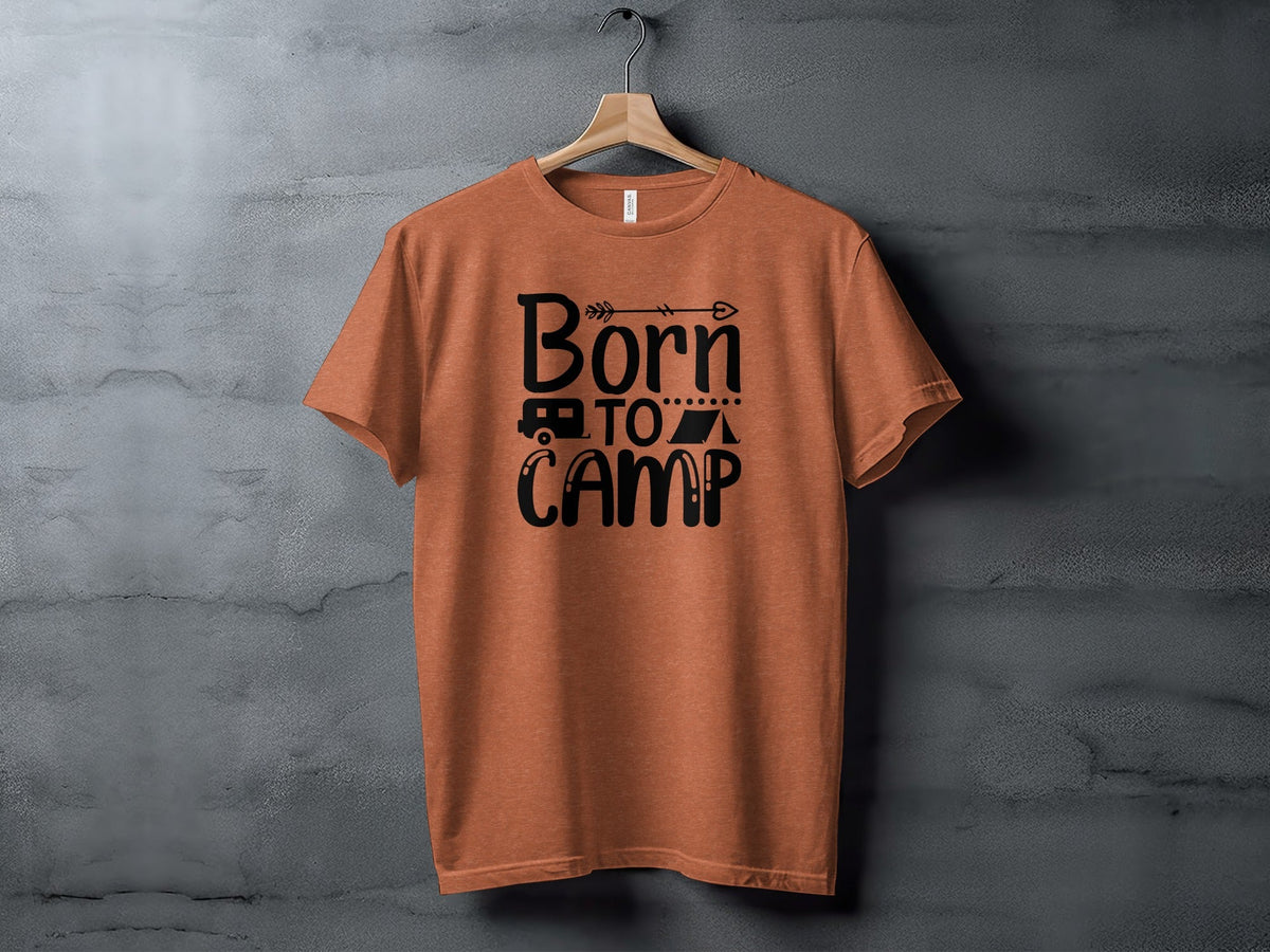 Born To Camp With Tent And Camper Fun Outdoors T-Shirt