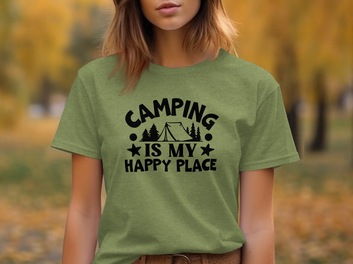 Camping Is My Happy Place Graphic Print Outdoor T-Shirt