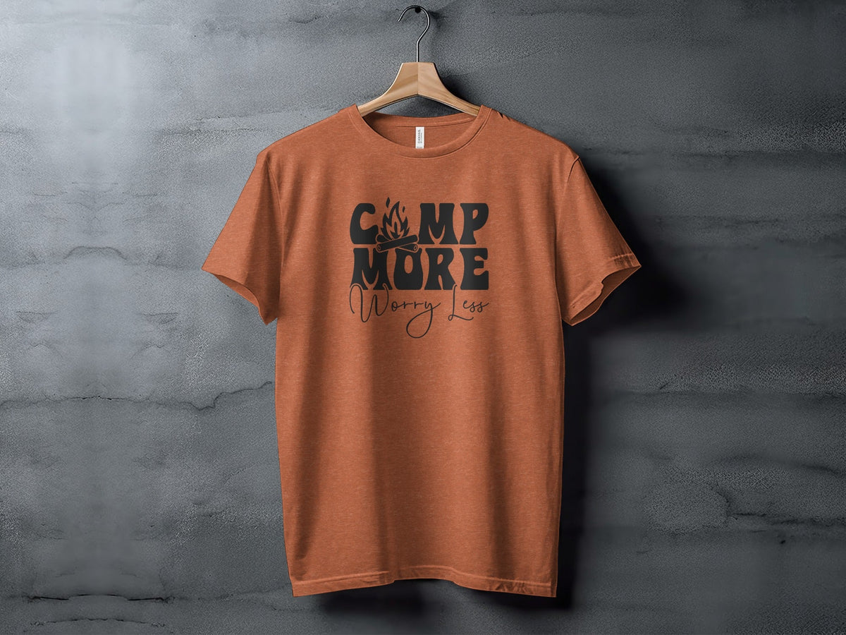 Camp More Worry Less Graphic Camping Adventure T-Shirt