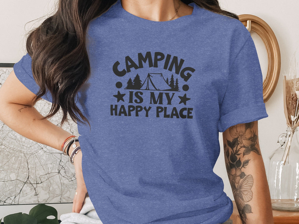 Camping Is My Happy Place Graphic Print Outdoor T-Shirt