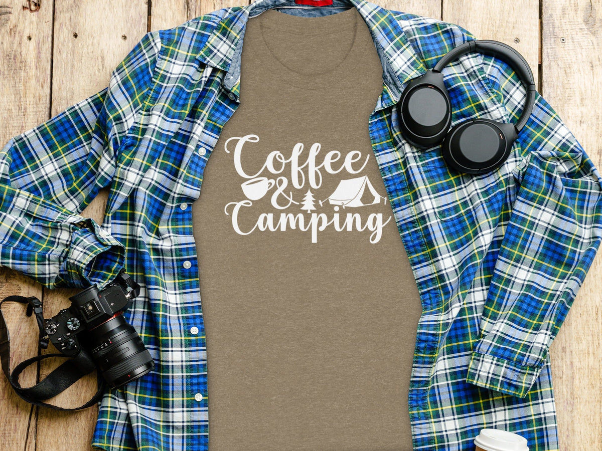 Coffee and Camping Graphic Design Great Outdoors T-Shirt
