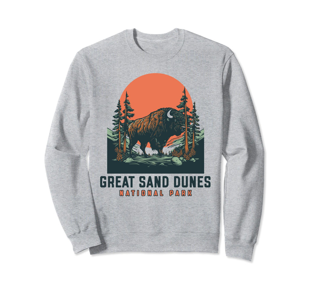 Great Sand Dunes National Park Bison Sweatshirt - Unique Graphic Unisex