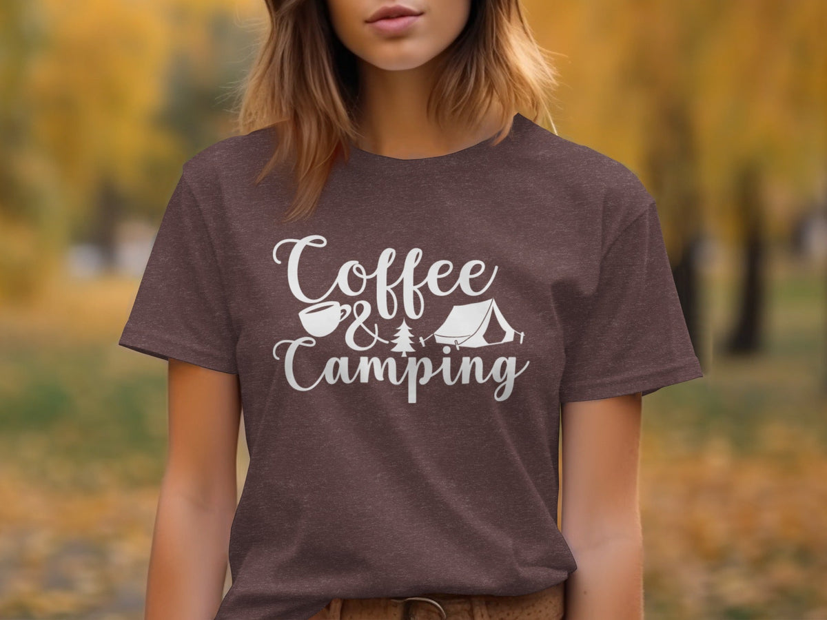 Coffee and Camping Graphic Design Great Outdoors T-Shirt