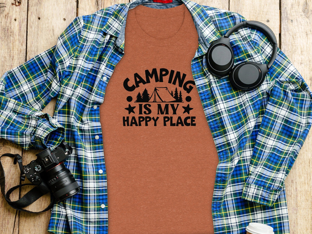 Camping Is My Happy Place Graphic Print Outdoor T-Shirt