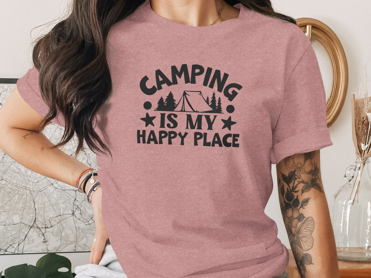 Camping Is My Happy Place Graphic Print Outdoor T-Shirt