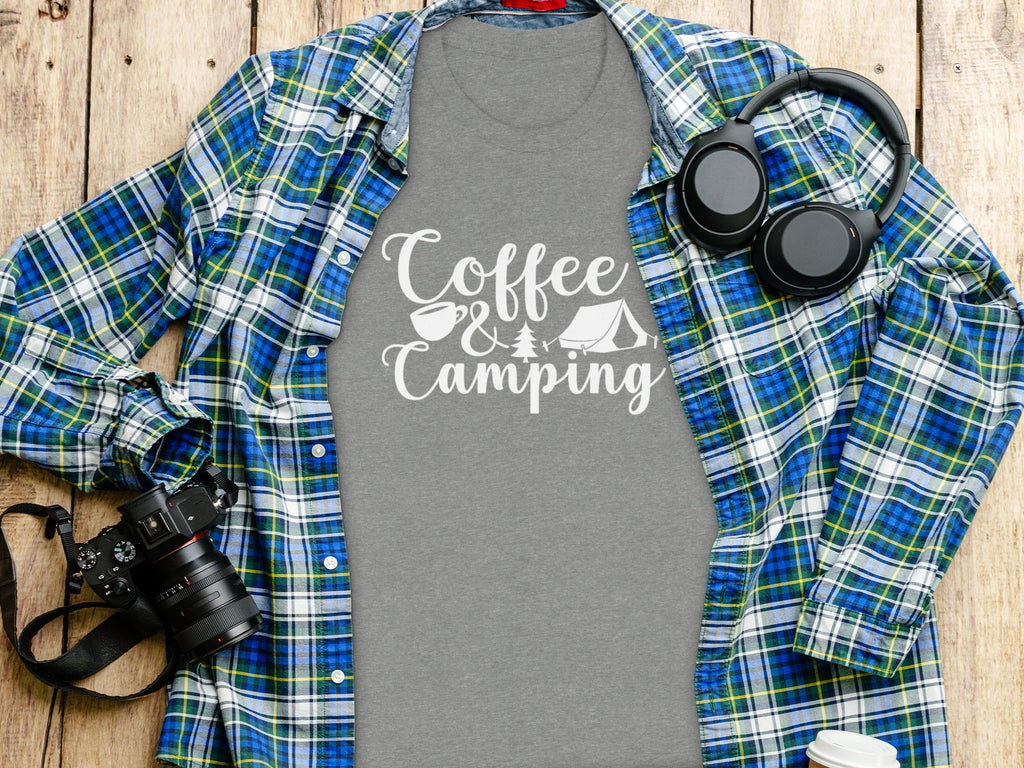 Coffee and Camping Graphic Design Great Outdoors T-Shirt