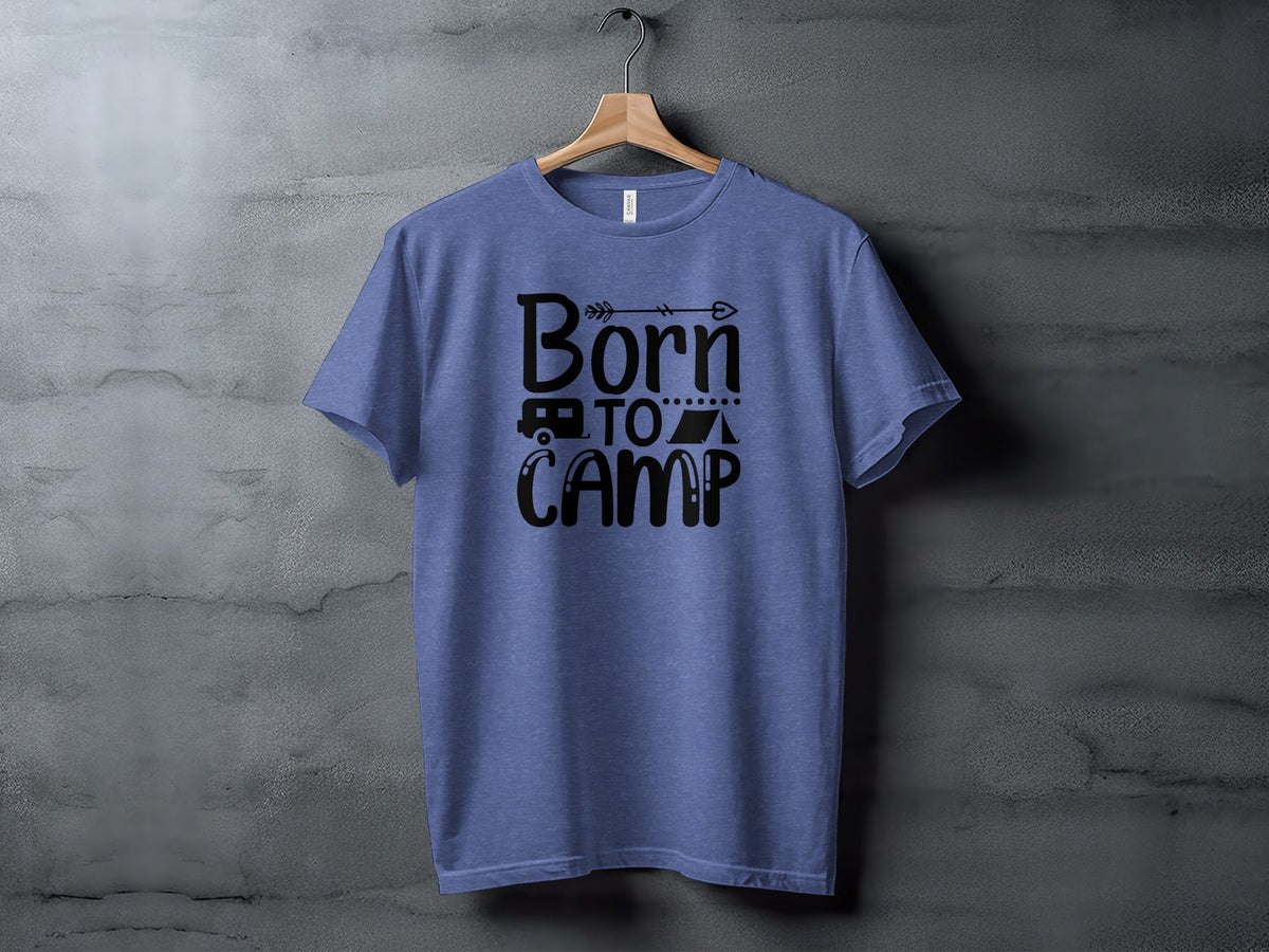 Born To Camp With Tent And Camper Fun Outdoors T-Shirt