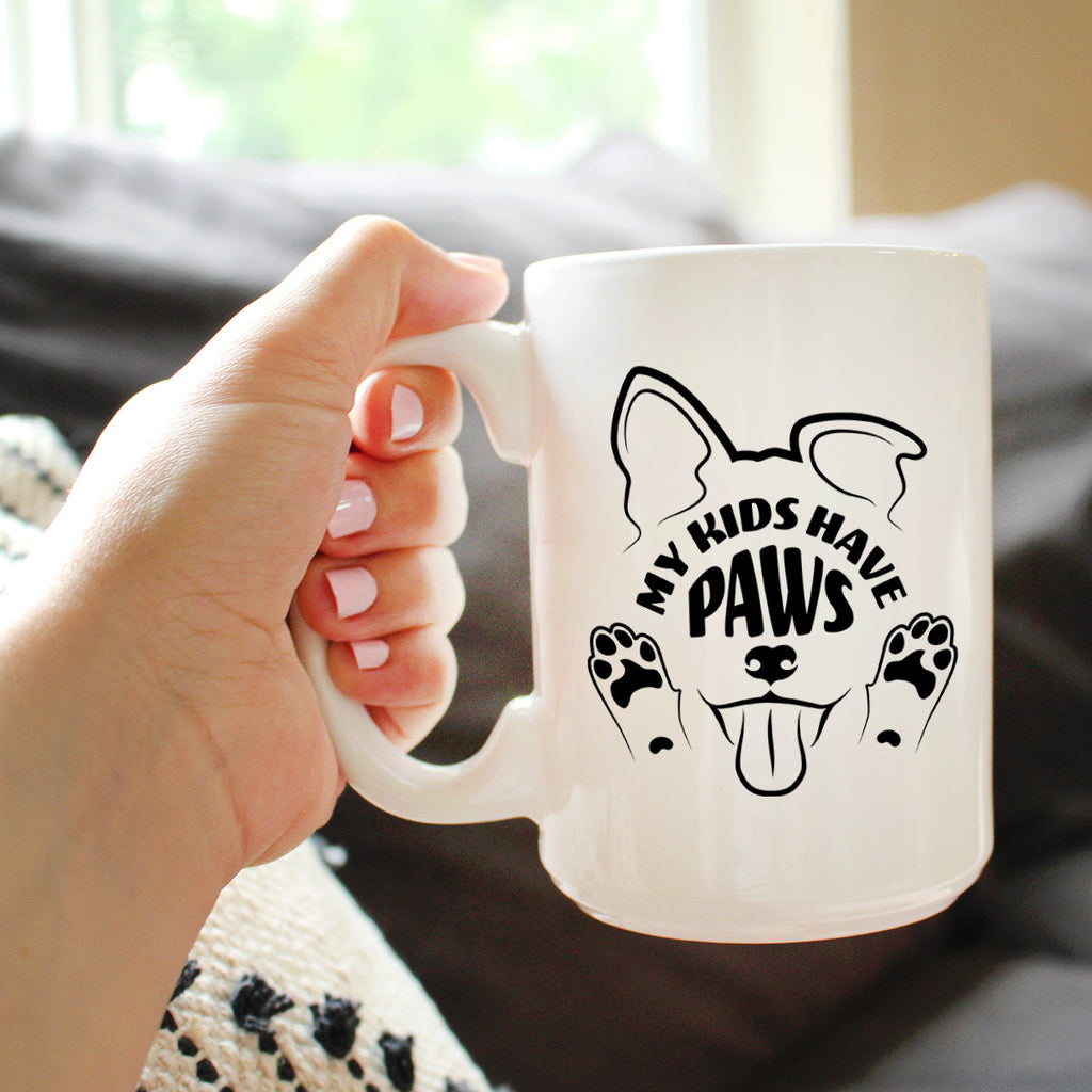 Kids Have Paws Dog Coffee Mug Gifts for Dog People White Ceramic Coffee Cup
