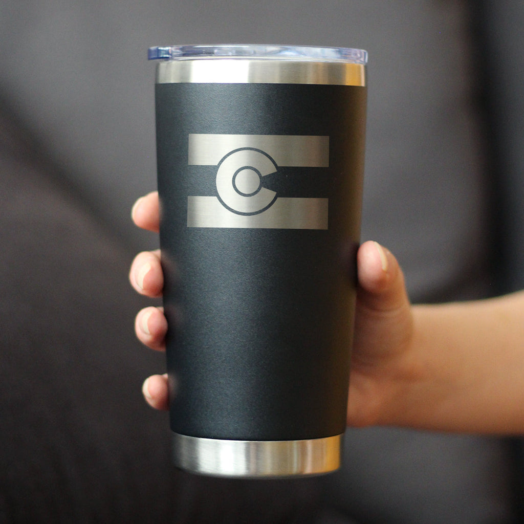 Colorado Flag - Insulated Coffee Tumbler Cup with Sliding Lid - Stainless Steel Insulated Mug - Cute Outdoor Camping Mug
