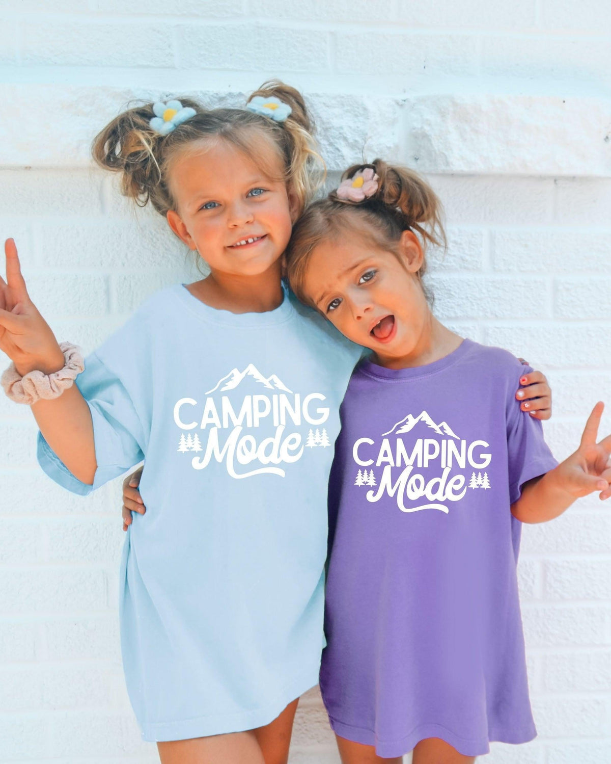 Camping Mode Kids Garment-Dyed T-Shirt – Nature Hiking Youth Outdoor Adventure Tee