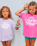 Camping Mode Kids Garment-Dyed T-Shirt – Nature Hiking Youth Outdoor Adventure Tee