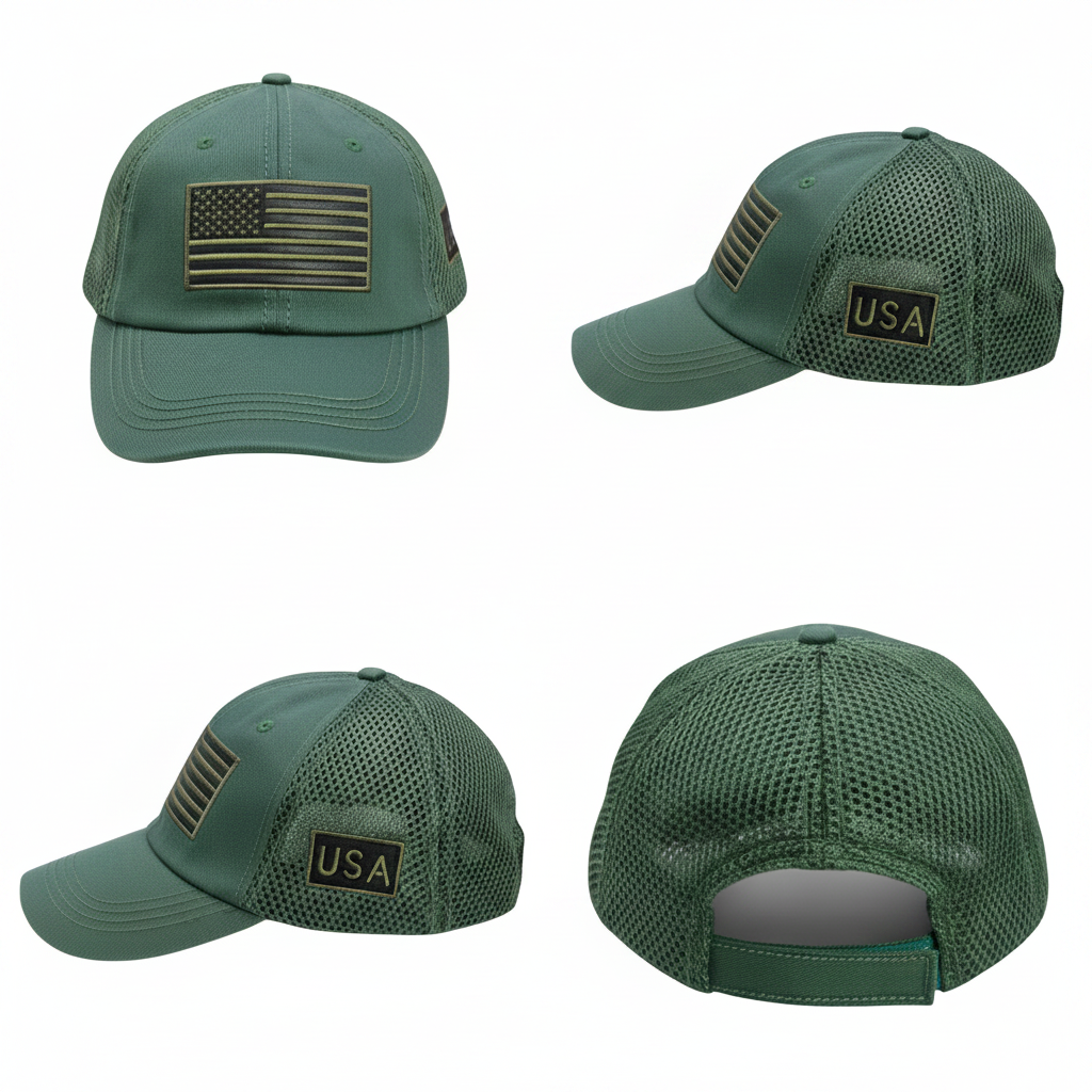 USA Tactical Trucker Cap – Double Mesh Back American Flag Hat