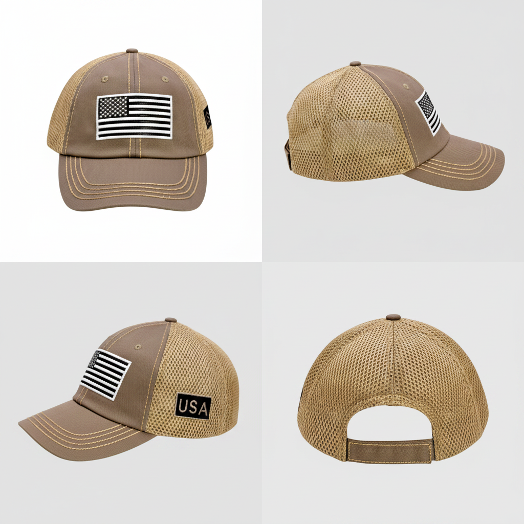 USA Tactical Trucker Cap – Double Mesh Back American Flag Hat