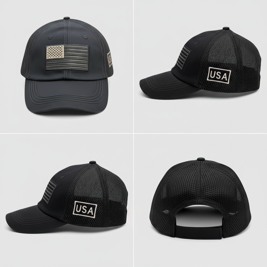 USA Tactical Trucker Cap – Double Mesh Back American Flag Hat