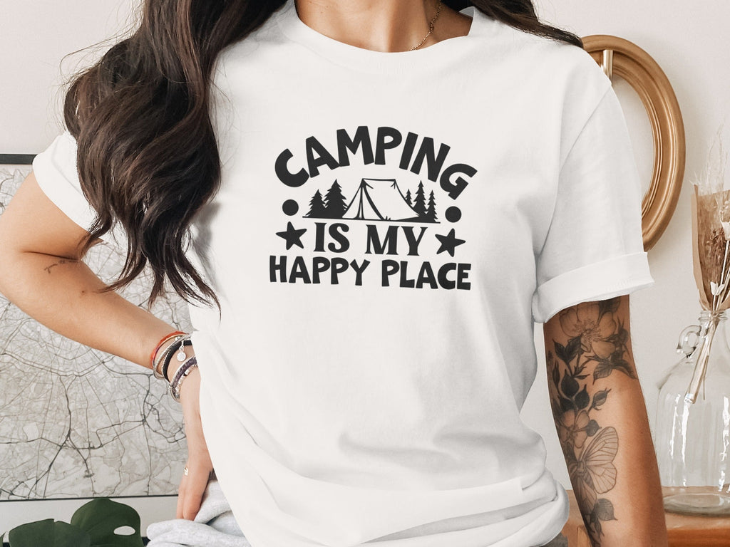 Camping Is My Happy Place Graphic Print Outdoor T-Shirt