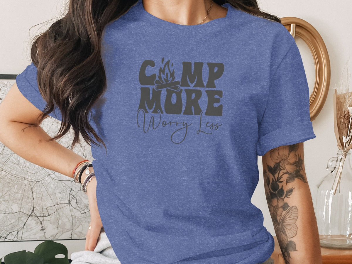 Camp More Worry Less Graphic Camping Adventure T-Shirt