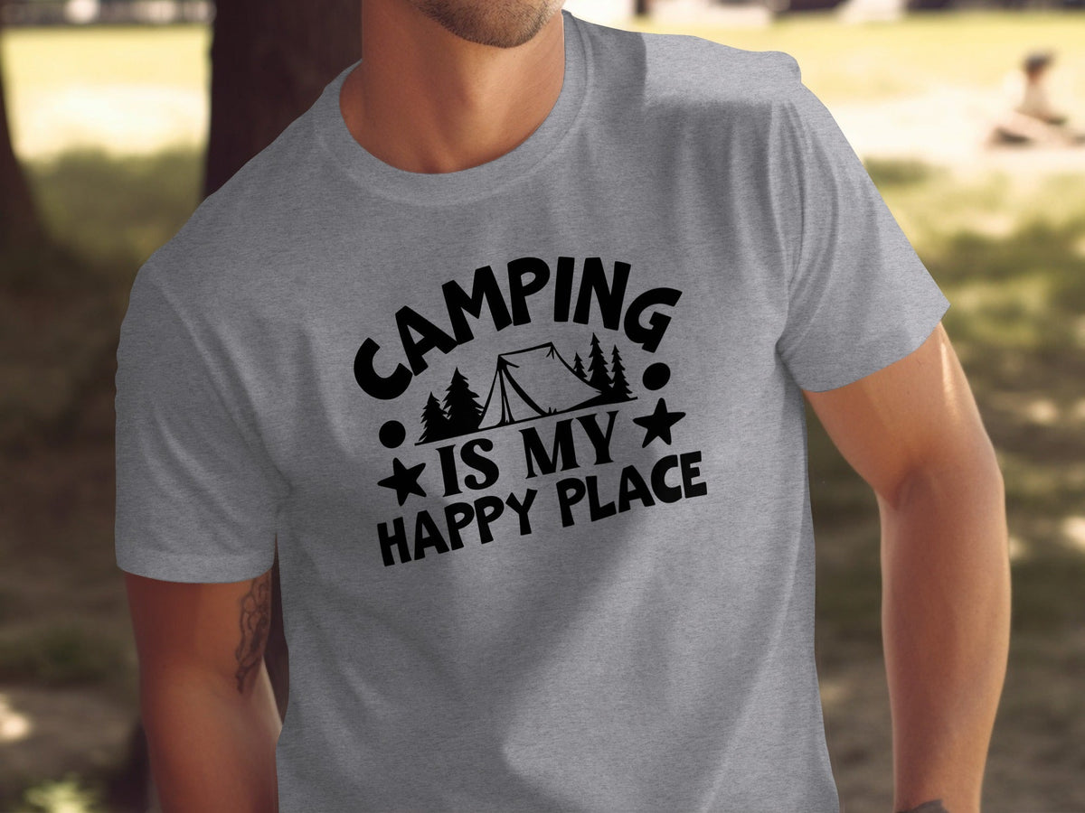 Camping Is My Happy Place Graphic Print Outdoor T-Shirt