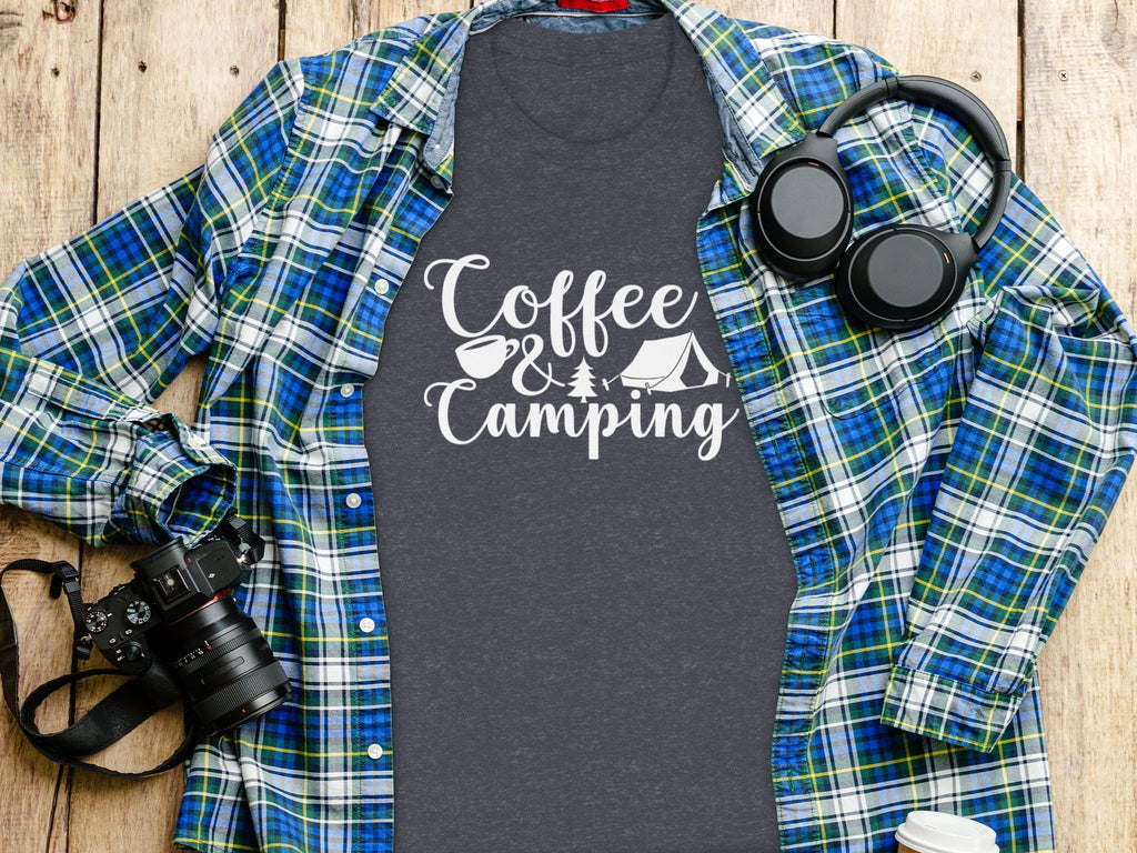 Coffee and Camping Graphic Design Great Outdoors T-Shirt