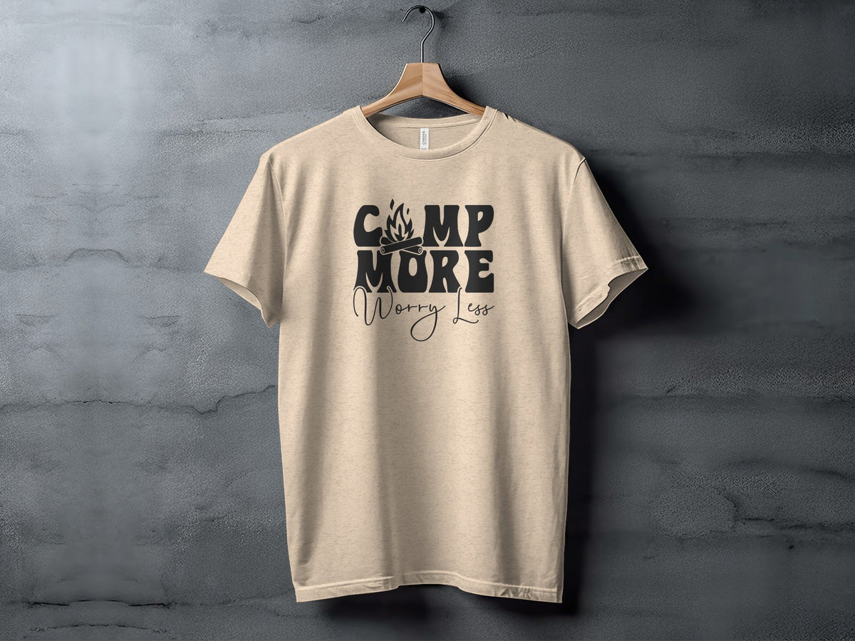 Camp More Worry Less Graphic Camping Adventure T-Shirt