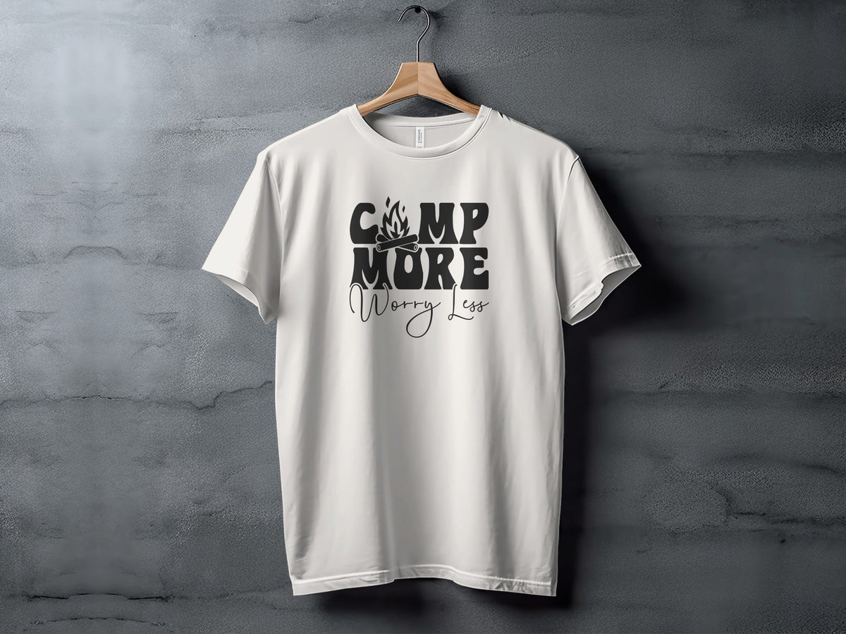 Camp More Worry Less Graphic Camping Adventure T-Shirt