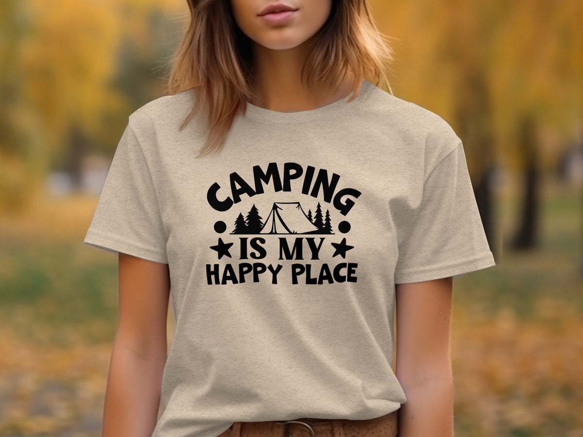 Camping Is My Happy Place Graphic Print Outdoor T-Shirt