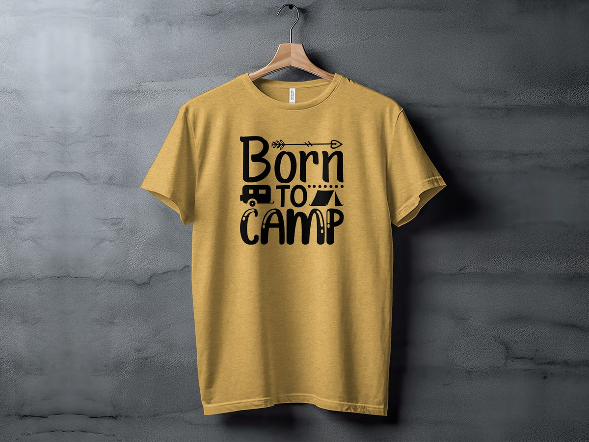 Born To Camp With Tent And Camper Fun Outdoors T-Shirt