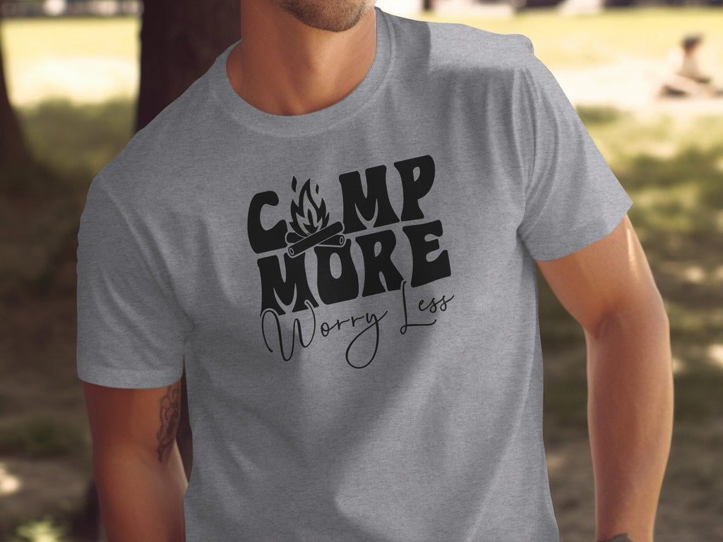 Camp More Worry Less Graphic Camping Adventure T-Shirt