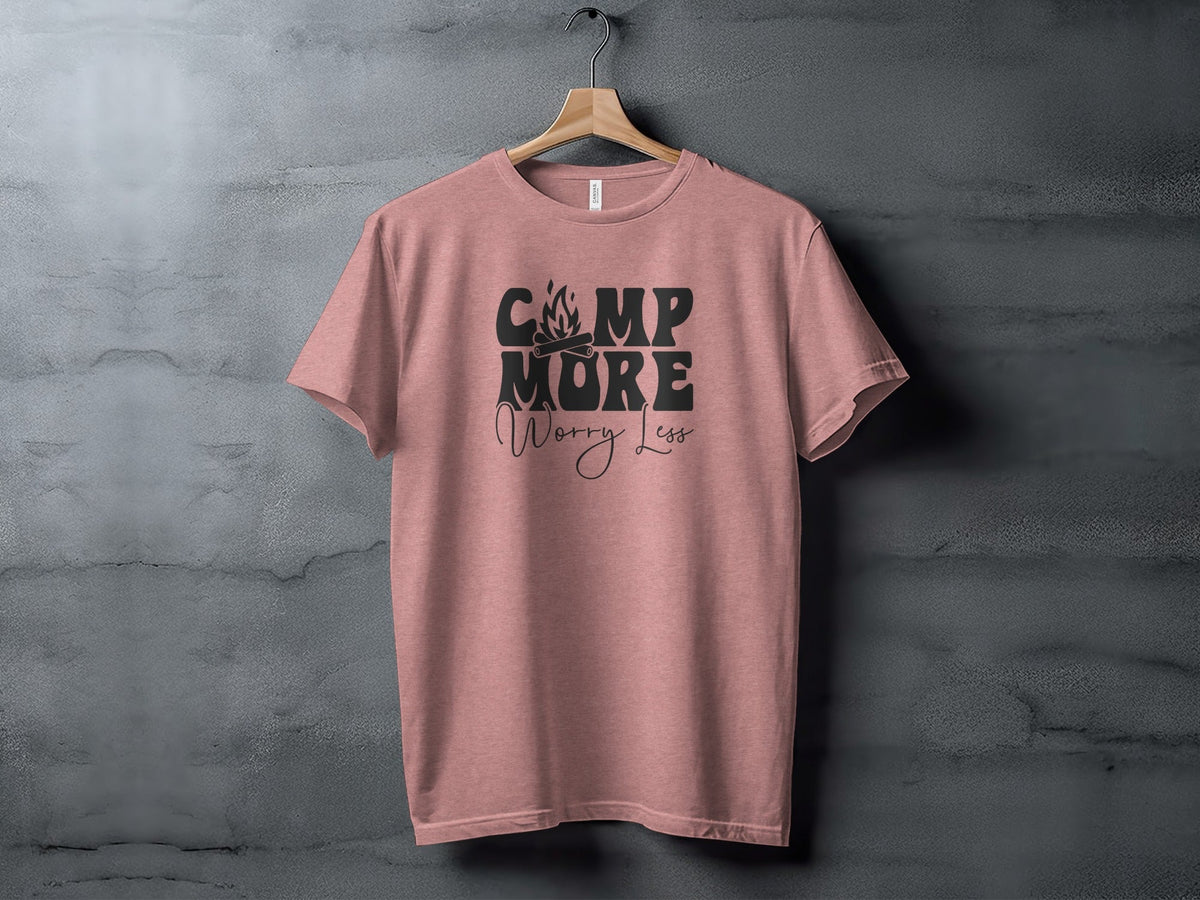 Camp More Worry Less Graphic Camping Adventure T-Shirt