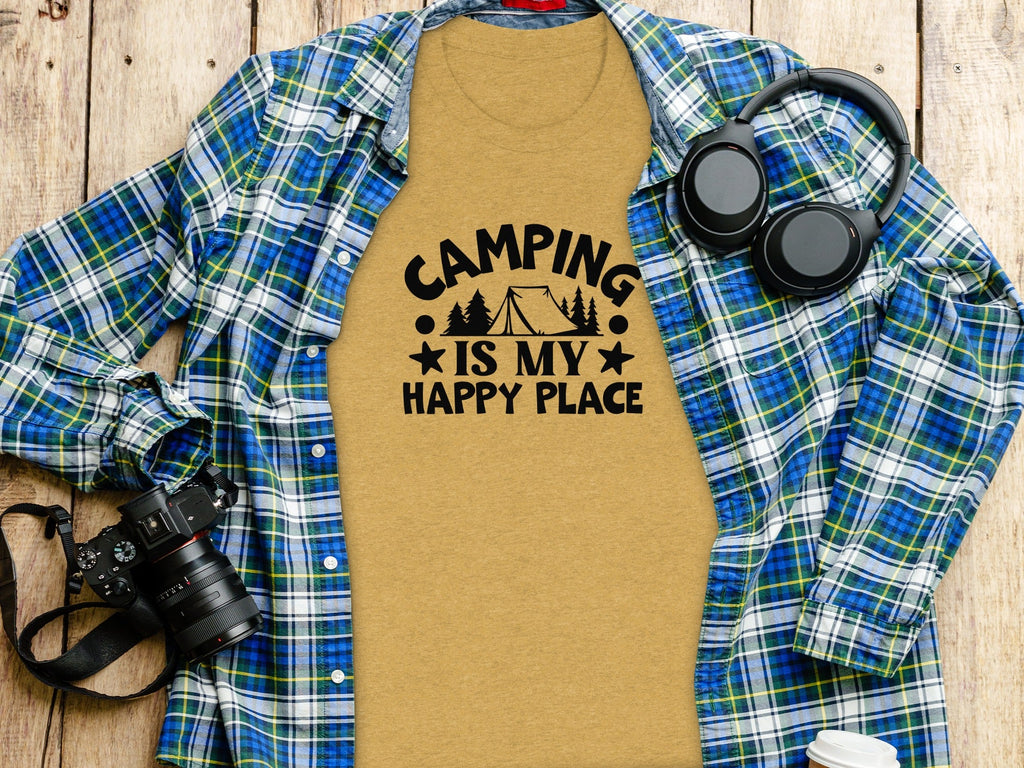 Camping Is My Happy Place Graphic Print Outdoor T-Shirt