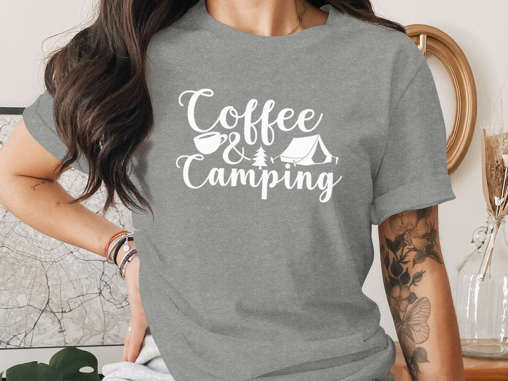 Coffee and Camping Graphic Design Great Outdoors T-Shirt