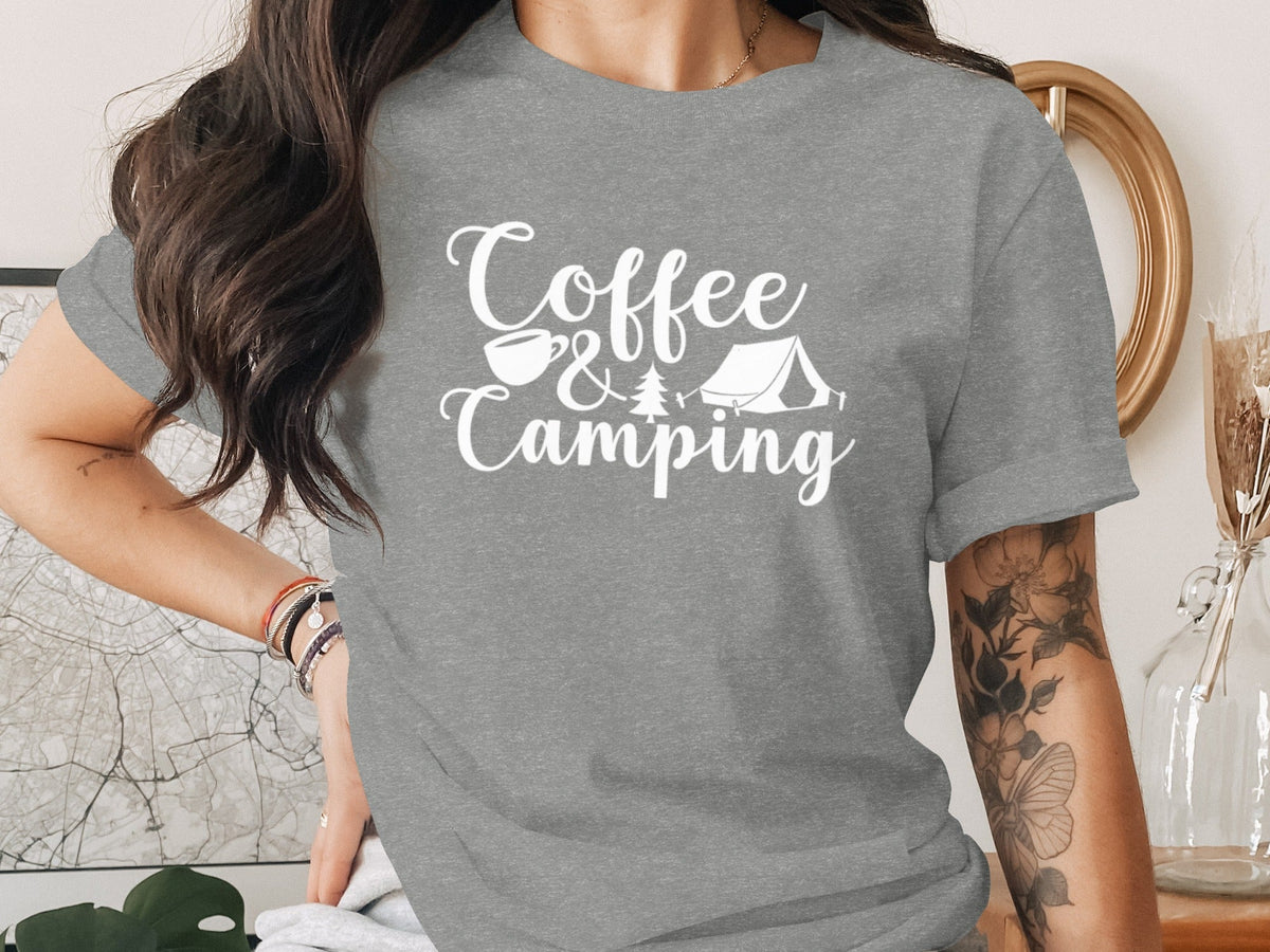 Coffee and Camping Graphic Design Great Outdoors T-Shirt