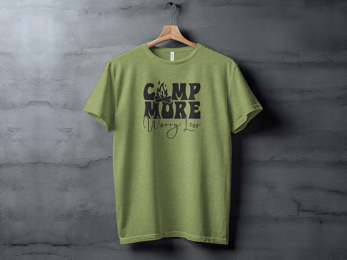 Camp More Worry Less Graphic Camping Adventure T-Shirt